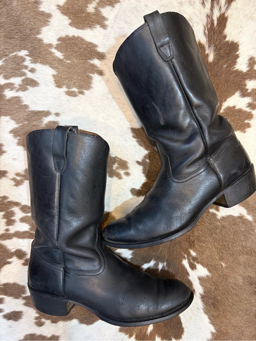 Vintage Black Leather Cowboy Boots men’s size 11 D